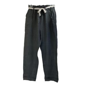 M Womens Dark Gray M 100% Linen Belt Pockets Career/ Luxury Classic SummerPants